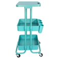 thumbnail image 1 of Alexent 2-Tier Table Top Plastic Storage Trolley Rolling Cart Organizer in Blue, 1 of 12