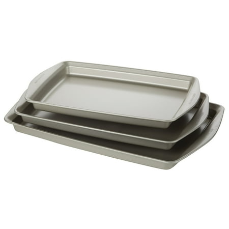 Rachael Ray - 3-Piece Nonstick Bakeware Cookie Pan Set - Silver