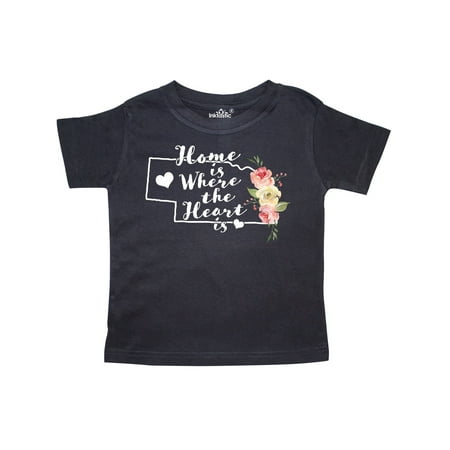 

Inktastic Nebraska Home is Where the Heart is with Watercolor Floral Gift Toddler Boy or Toddler Girl T-Shirt