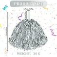 thumbnail image 2 of CUGBO 24Pcs Cheerleading Pom Poms, Handle Metallic Foil Flower Ribbons for Dance Sports Game Party (Silver), 2 of 14