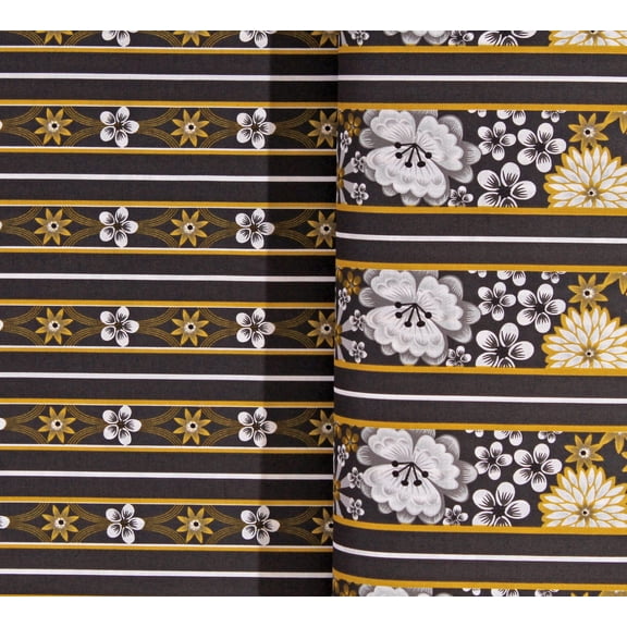Cotton Savannah Stephanie Dawn Floral Flowers Stripes Gray Cotton Fabric Print by the Yard (14650)