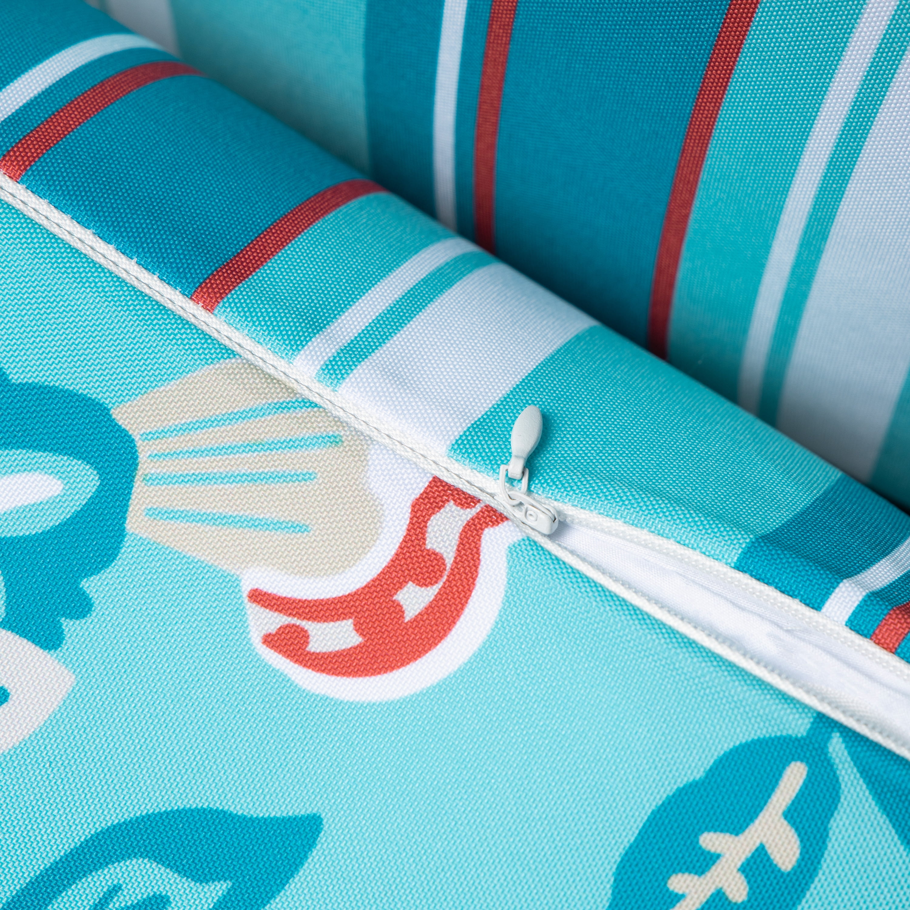 Phantoscope Outdoor Waterproof Floral Printed Decorative Throw Pillow for Patio Garden, Turquoise 20x20 Inch, Pack of 2