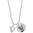 thumbnail image 1 of Delight Jewelry Silvertone Large Initial - V - Silvertone Script Initial Disc - Y - Charm Necklace, 20"+3", 1 of 4