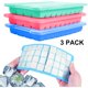 thumbnail image 1 of Bandejas de cubitos de hielo con tapas Paquete de 3 (rosa + azul + verde) Bandejas de cubitos de hielo de silicona flexibles de fácil liberación 36 piezas Moldes de cubitos de hielo sin BPA JAMW Sencillez, 1 of 5