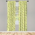thumbnail image 2 of Ambesonne Bird 4-Panel Curtains, Avian Animals and Flora Petals, 56"x95", Yellow Green Cocoa, 2 of 4