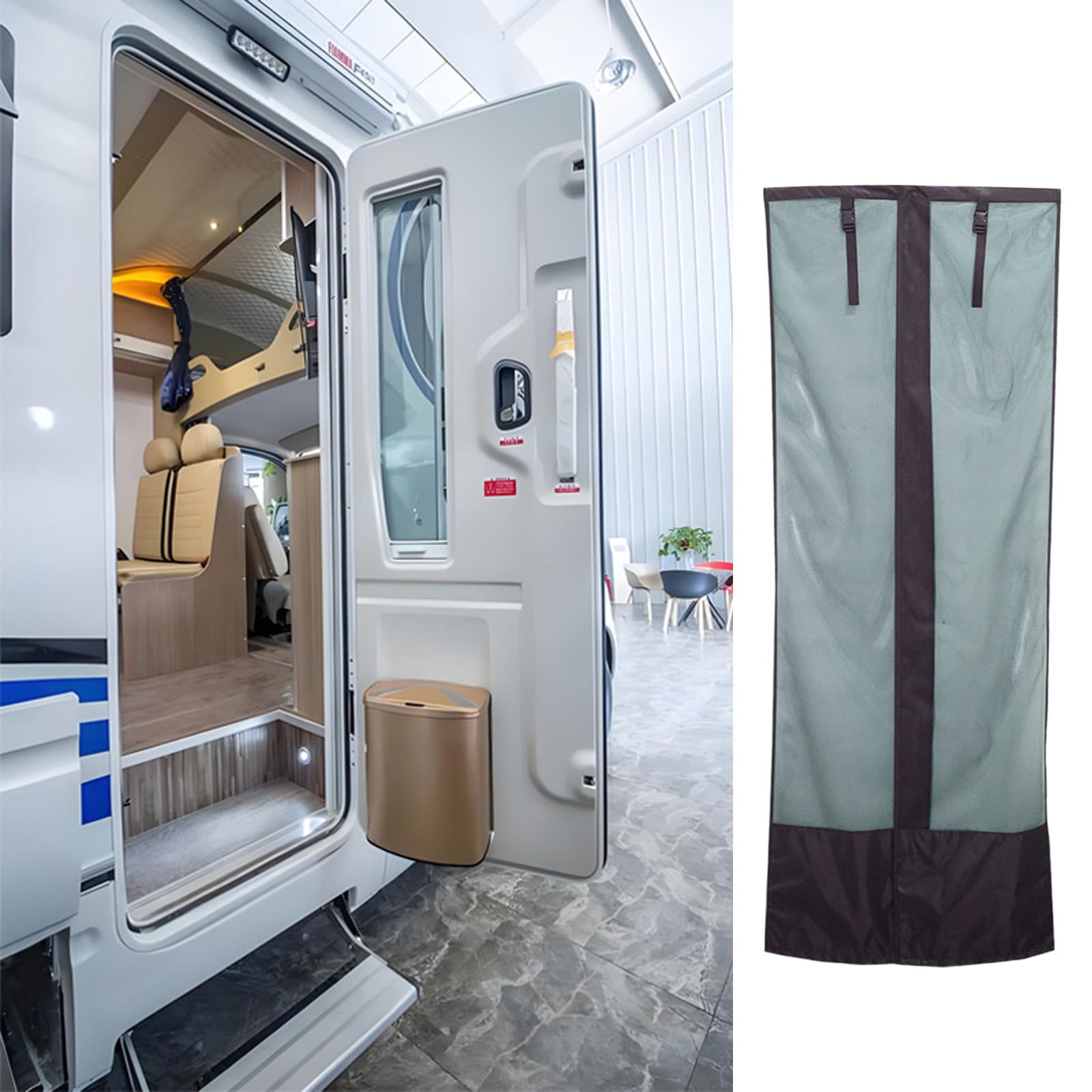 Cevemin Heavy Duty RV Magnetic Screen Door Curtain - Pet-Proof Mesh with Magnetic Closure for Camping, 79.5x28.5in, Tear-Resistant & Bug-Free RV Accessories