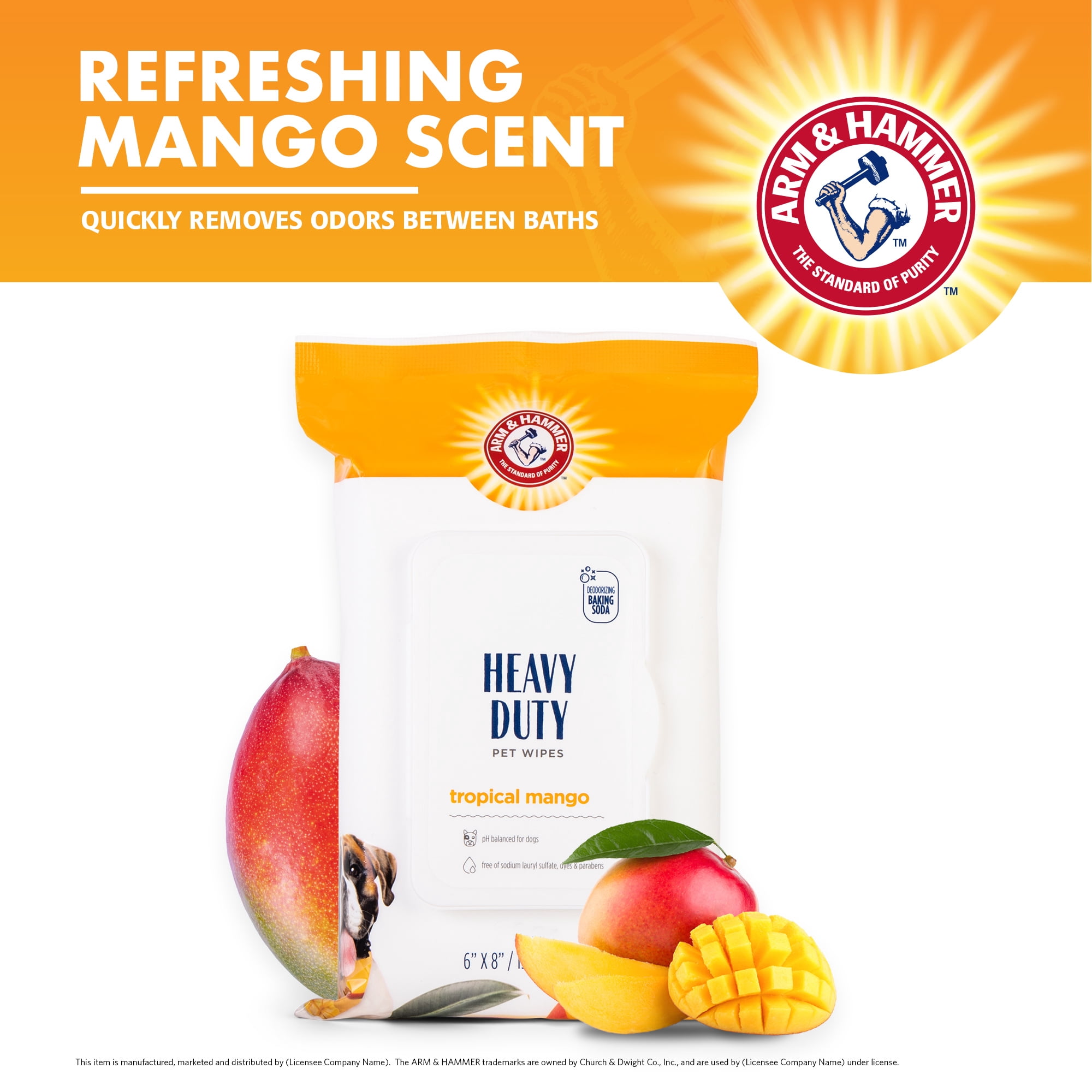 Arm & Hammer Heavy Duty Multi-Purpose Dog Wipes with Tropical Mango Scent, 100 Count