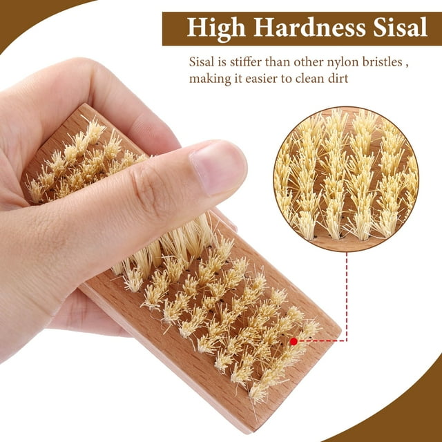 Cepillo de fibra para uñas con mango de madera de arce sin tratar, cepillo exfoliante de uñas de madera, herramienta de manicura y pedicura para fregar las uñas