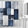 thumbnail image 4 of Navy Blue Black Fabric Shower Curtain Ombre Modern Abstract Washable Shower Curtains for Bathroom, Waterproof Bath Curtain with Hooks Home Decor 72x84in, 4 of 8