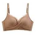 thumbnail image 2 of Bigersell Wireless Lace Cami Bras for Women Ladies V-Neck Padded Bralette No Wire Brassiere Push-up Bras No Underwire Back Hook and Eye Closure Everyday Wire-Free Bras Khaki XL, 2 of 3