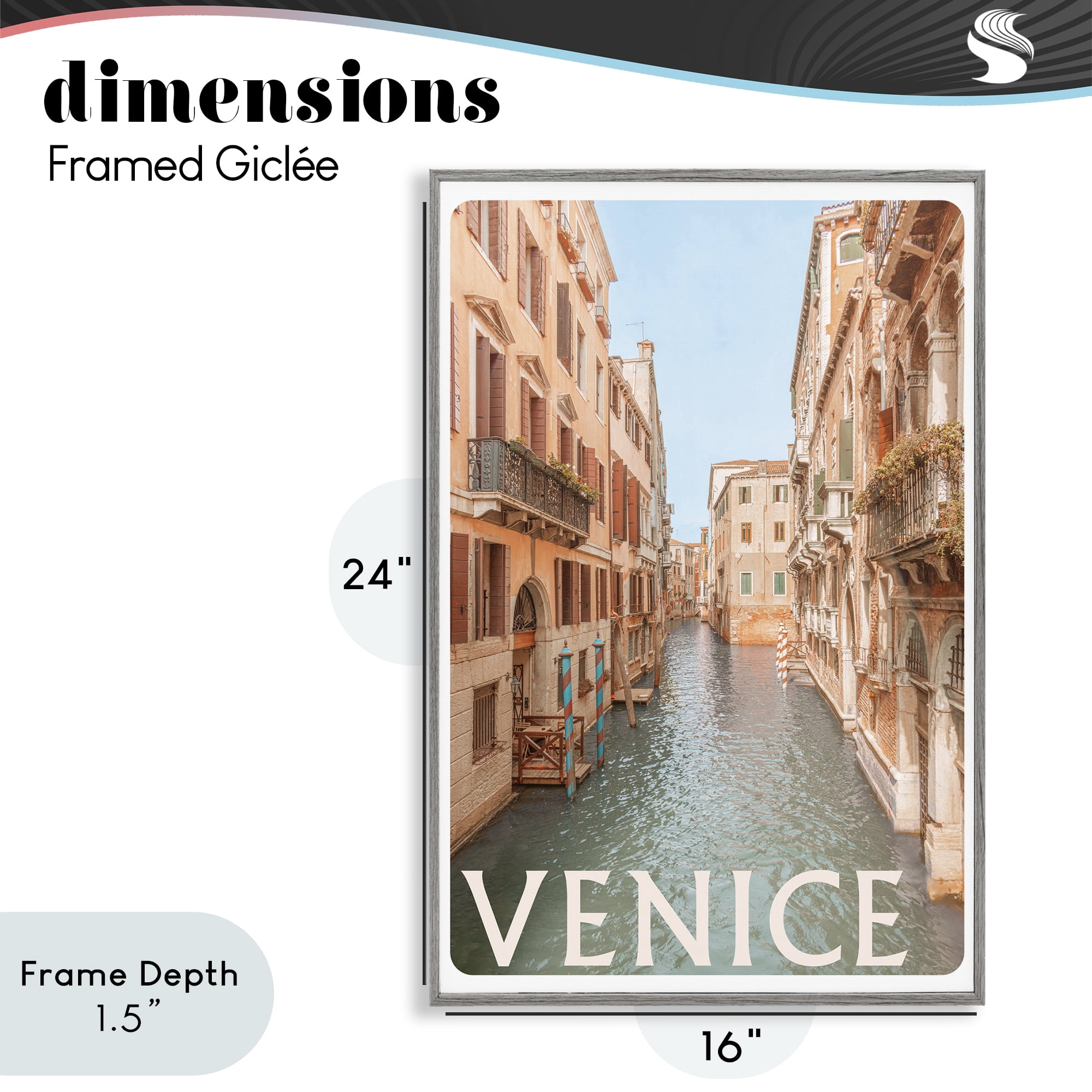 Stupell Industries Venice Canal Waterway Gray Framed Giclee Art, design by Erin Marie