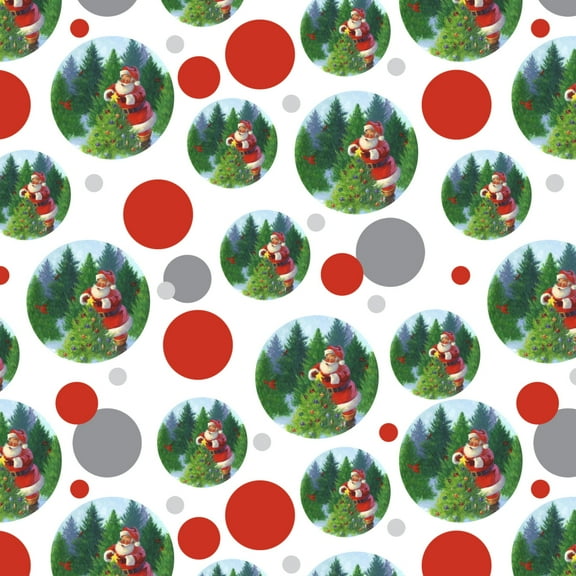 Christmas Holiday Santa Claus Trees Premium Gift Wrap Wrapping Paper Roll