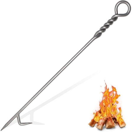 CKLT Fire Poker for Fire Pit Outdoor 40in Twisted Rope Design 316 Stainless Steels