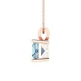 thumbnail image 2 of 3.0 ct Brilliant Princess Cut Solitaire VVS1 Genuine Blue Natural Swiss Blue Topaz Solid 14k Pink Rose Solid Gold Everyday Affordable Designer Necklace Pendant with 18" Solid Gold Chain by Clara Pucci, 2 of 6