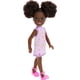thumbnail image 4 of Barbie Chelsea Doll, Small Doll Wearing Removable Purple Floral Dress & Pink Shoes with Space Buns & Brown Eyes, 4 of 5