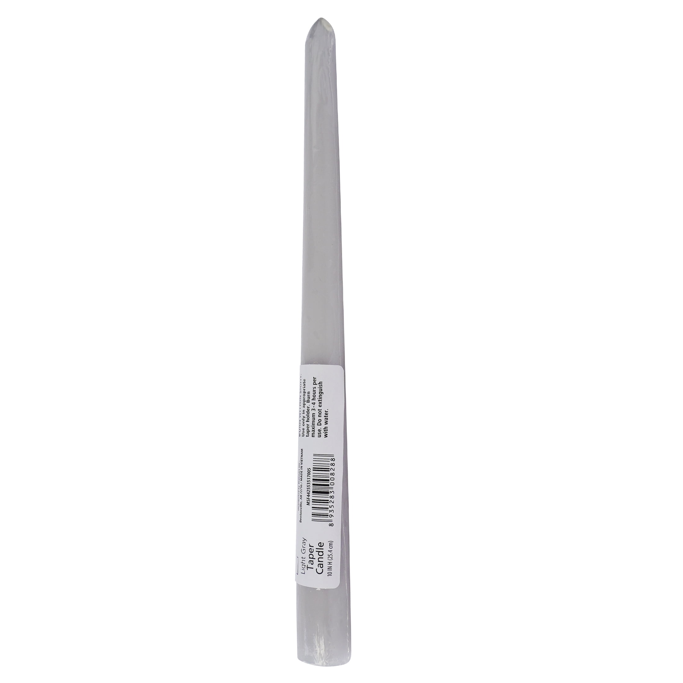 (6 pack) Mainstays Single Wick 10" Taper Candle, Unscented, Light Gray