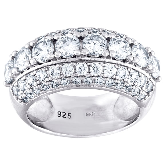 925 Sterling Silver Womens Cubic Zirconia Dome Shape Size 11 10mm Cluster Ring Band Ring for Women and Men