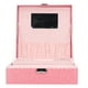 thumbnail image 2 of Caja de joyería de cuero artificial rosa reloj joyería embalaje contenedor titular para niñas, 2 of 8