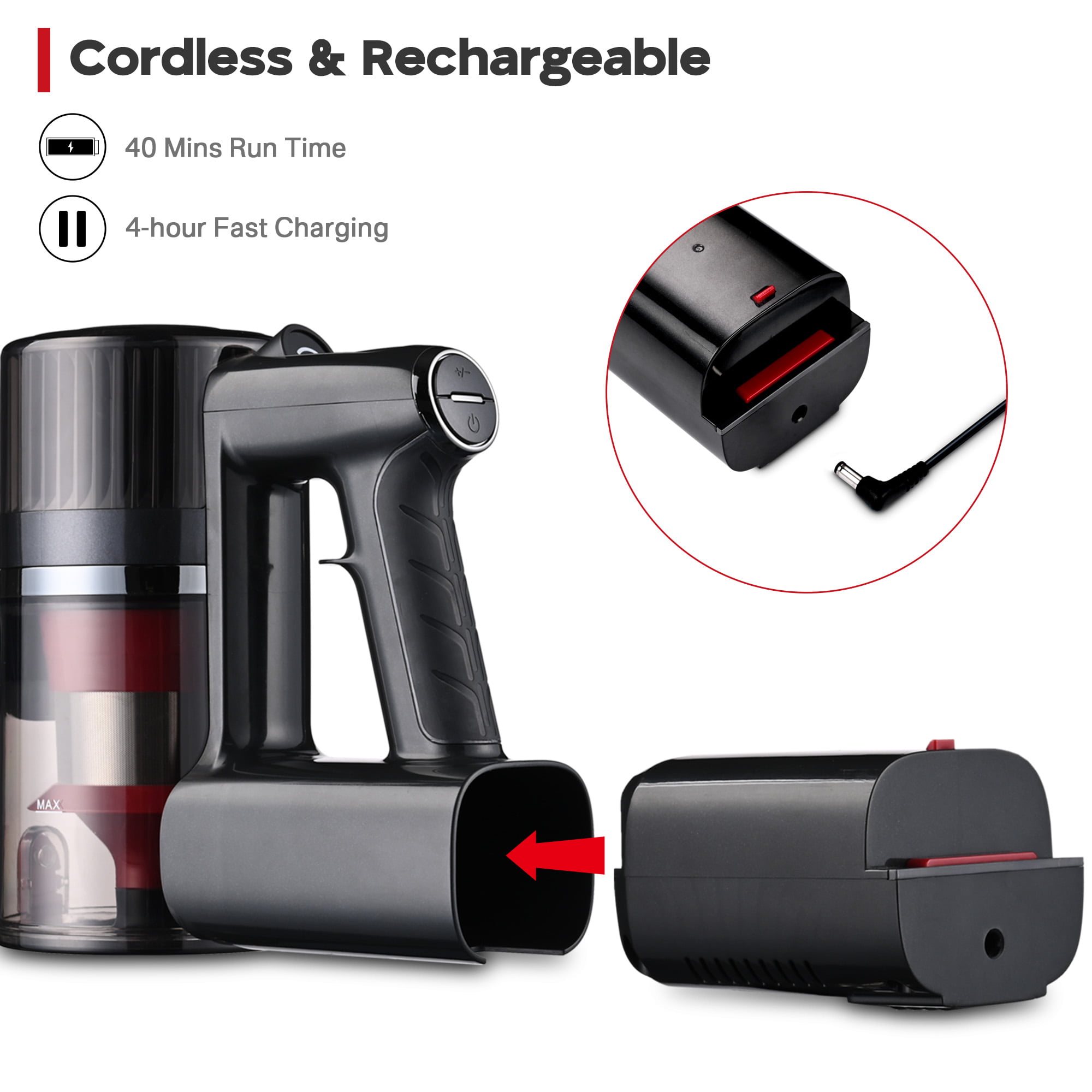 YEAHCO Car Vacuum Cordless Rechargeable, 4-in-1 10000Pa Car Vacuum