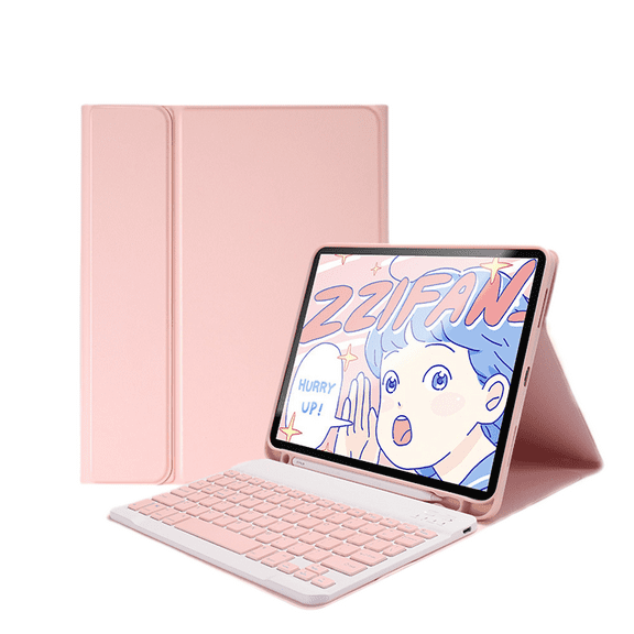 Case for Ipad Pro2020/21(11Inch) - Slim Protective Case with Apple Pencil Holder and Wireless Detachable Keyboard (Pink)