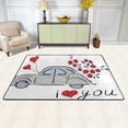 thumbnail image 2 of Dreamtimes Valentine Red Car Flowers Non-Slip Area Rug 72"x48", I Love You Soft Non Slip Washable Floor Mats for Indoor Front Porch,Living Room, Bedroom,Kitchen, 2 of 5