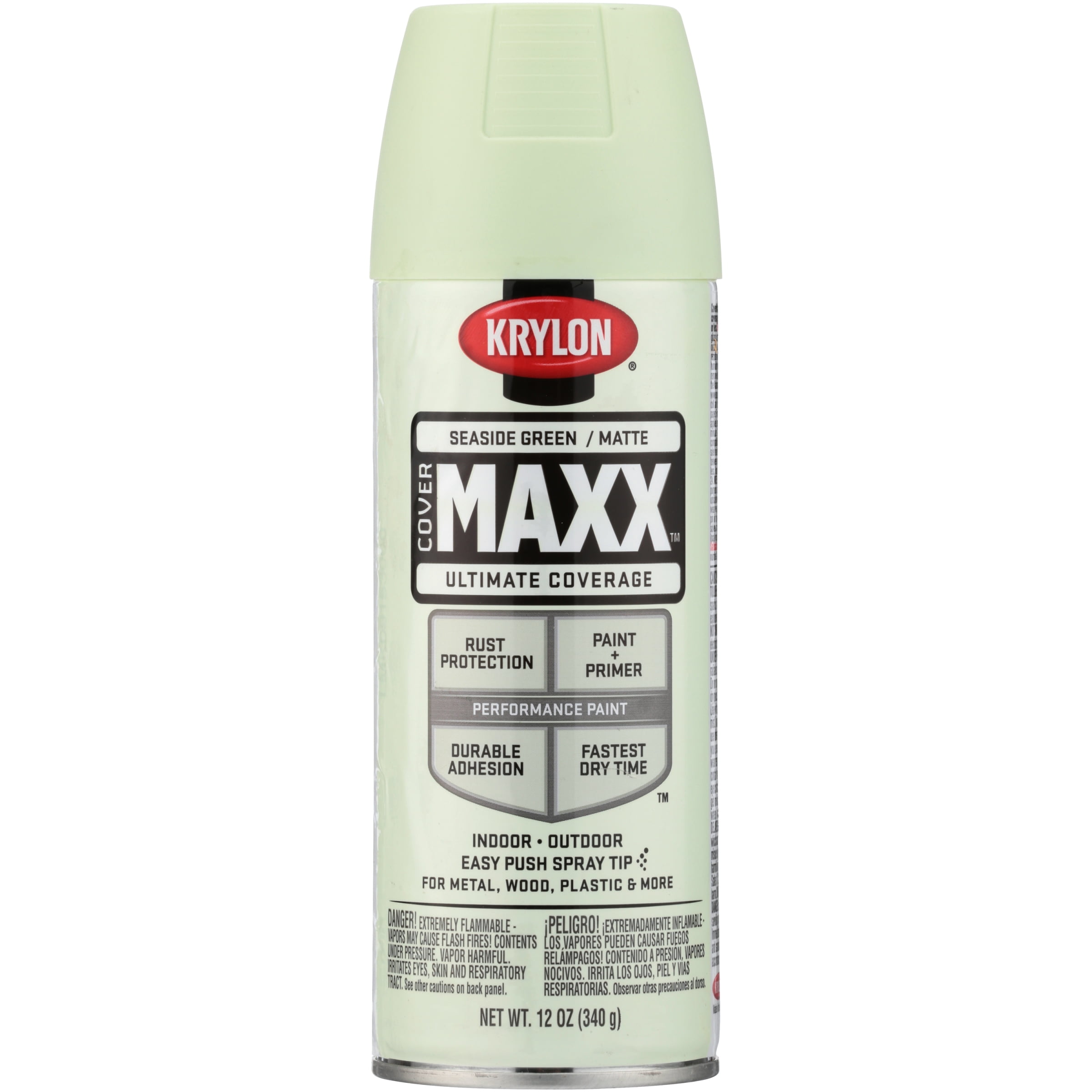 Krylon COVERMAXX Ultimate Coverage Matte Spray Paint, Seaside Green, 12