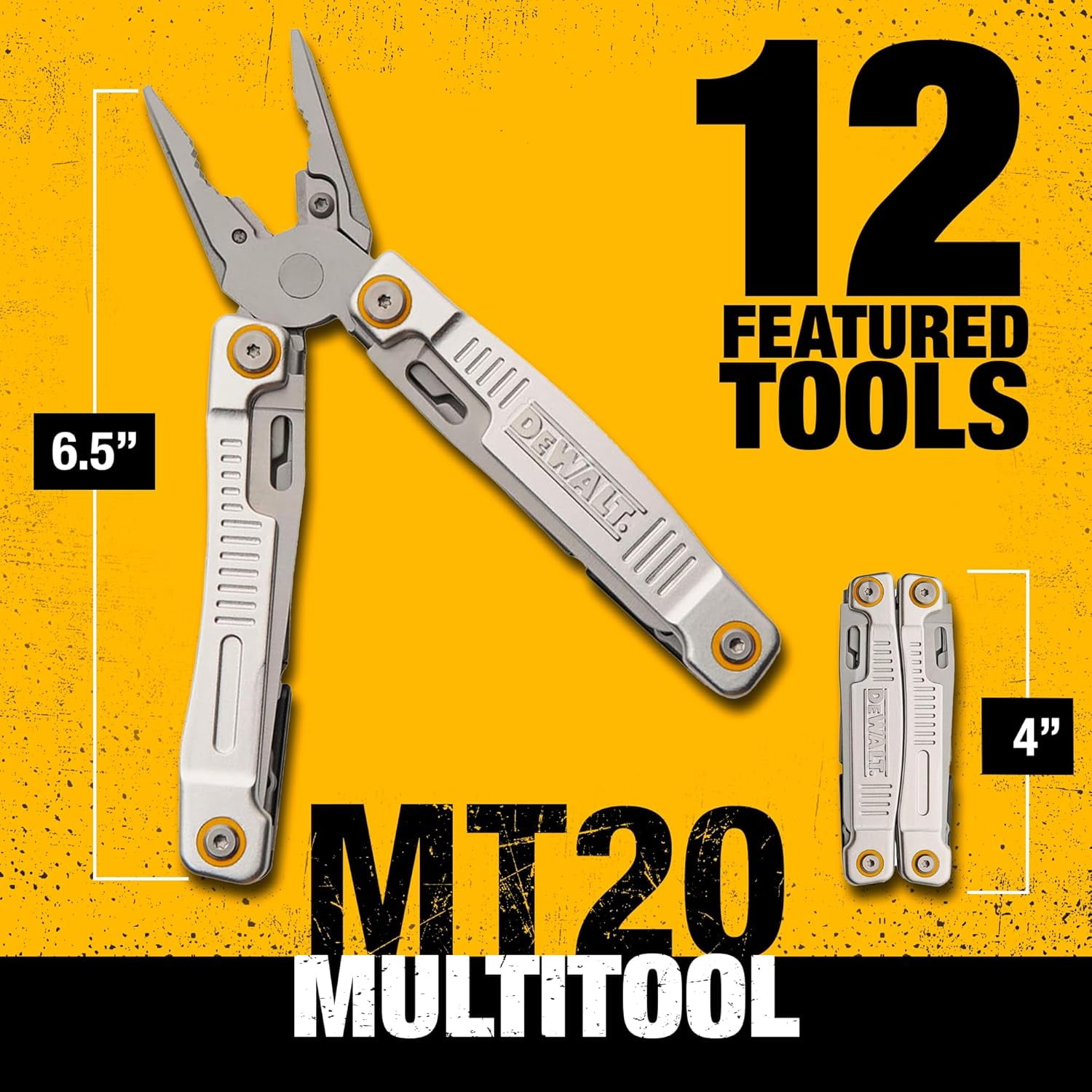 DEWALT 12-in-1 Multi-Tool with Pliers, Knife, Saw, Screwdrivers, Bottle & Can Opener