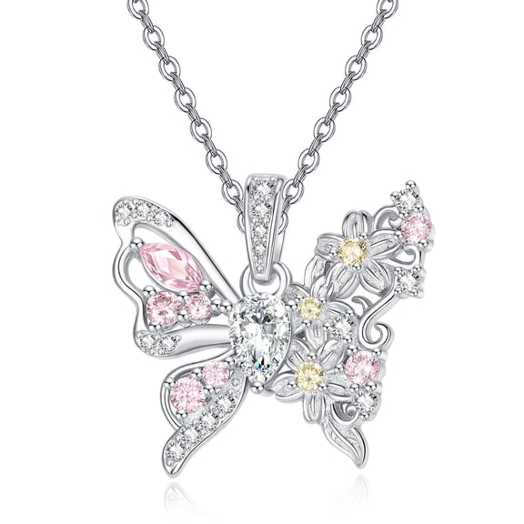 TANGPOET Butterfly Necklace for Women 925 Sterling Silver