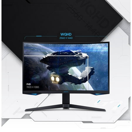 Samsung - Odyssey G7 27" LED Curved QHD FreeSync and G-SYNC Compatible Monitor with HDR (DisplayPort, HDMI) - Black