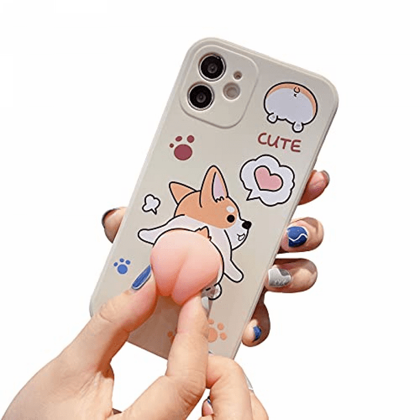 Men and Women Creative Funny Novelty Waving 3D Pink Butt Animals Soft TPU  Silicone Rubber Phone Case, Pressure Stress Releasing Cover for iPhone 