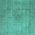 thumbnail image 1 of Ahgly Company Indoor Square Oriental Turquoise Blue Industrial Area Rugs, 4' Square, 1 of 4