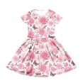 thumbnail image 3 of CCRFTGI Dresses for Child Girls Size 8 Basic Short Sleeve 2026 Summer A Line Swing Skater Dress Funny Floral Print Dresses Party Girls Clothes Fashion Pink 11-12 Years, 3 of 5