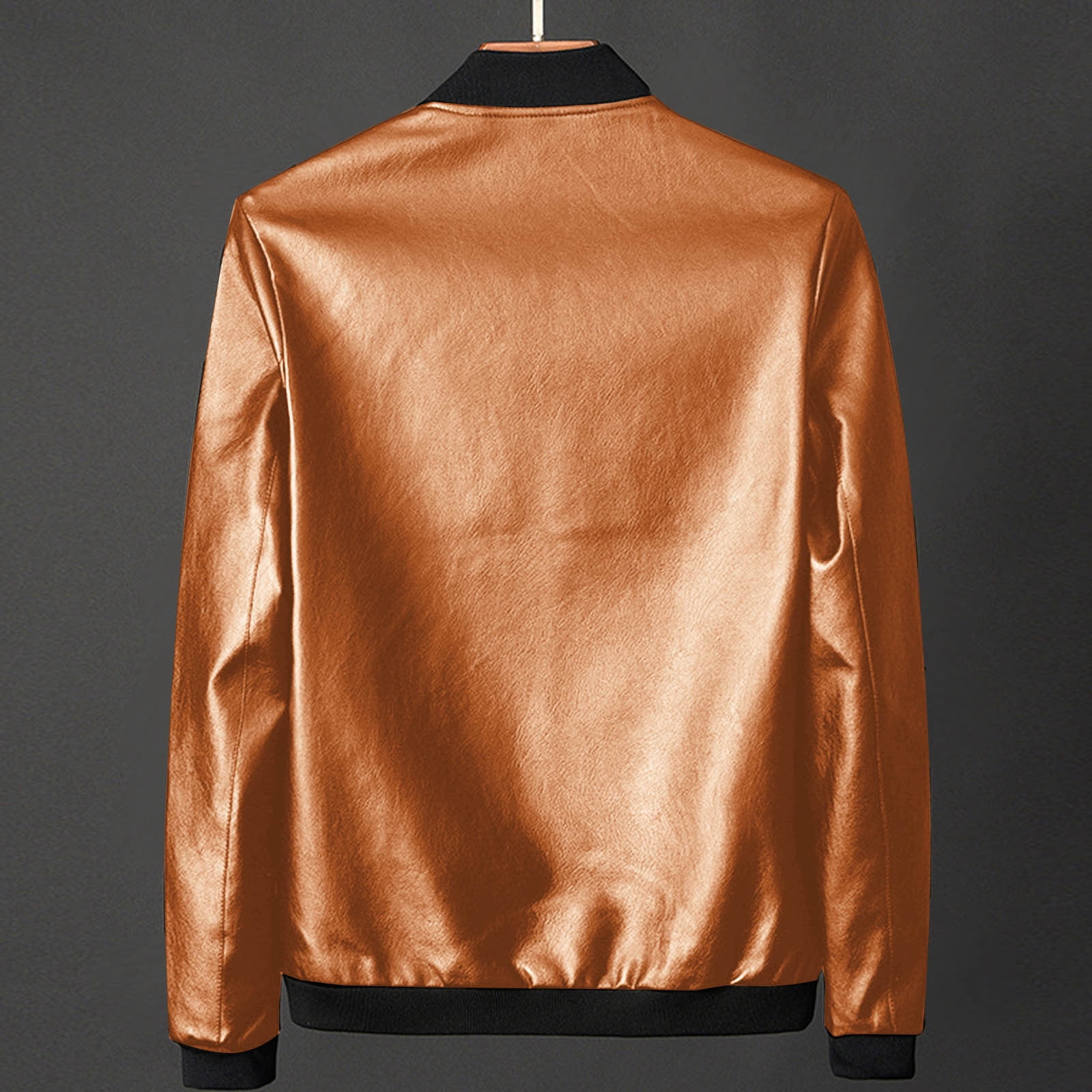 Fashion YLSDY Men's Casual Zip Up Slim Bomber Faux Leather Jacket Motorcycle Biker Jackets Fashion Leather Jackets Coat Brown XXXL