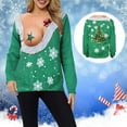 thumbnail image 5 of Pull de Noël pour Femmes Imprimé Graphique Mode Chandail en Molleton Col Rond Cardigan d'Hiver Veste Mi-Longue Chandail à Capuchon Doux Manches Longues Fermeture Blouse, 5 of 5