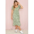 thumbnail image 4 of Sage Ditsy Floral Square Neck Ruffle Hem Midi Dress, 4 of 7
