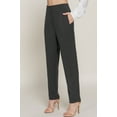 thumbnail image 3 of Saronite High Waist Pintuck Detail Premium Stretchy Long Pants, Heather Charcoal (Women's), 3 of 4
