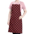 thumbnail image 5 of Red Black Checkered Pattern Apron-Garden Aprons for Women with Pockets-Cotton Linen Waterproof Kitchen Cooking Gardening Aprons Adjustable for Kitchen,Cooking,BBQ and Salon 33x27 Inch, 5 of 7