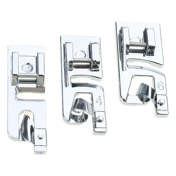 3 Pieces Narrow Rolled Hem Foot 3mm 4mm 6mm Sewing Machine Presser Foot Set for Household Sewing Machines Easy to Use