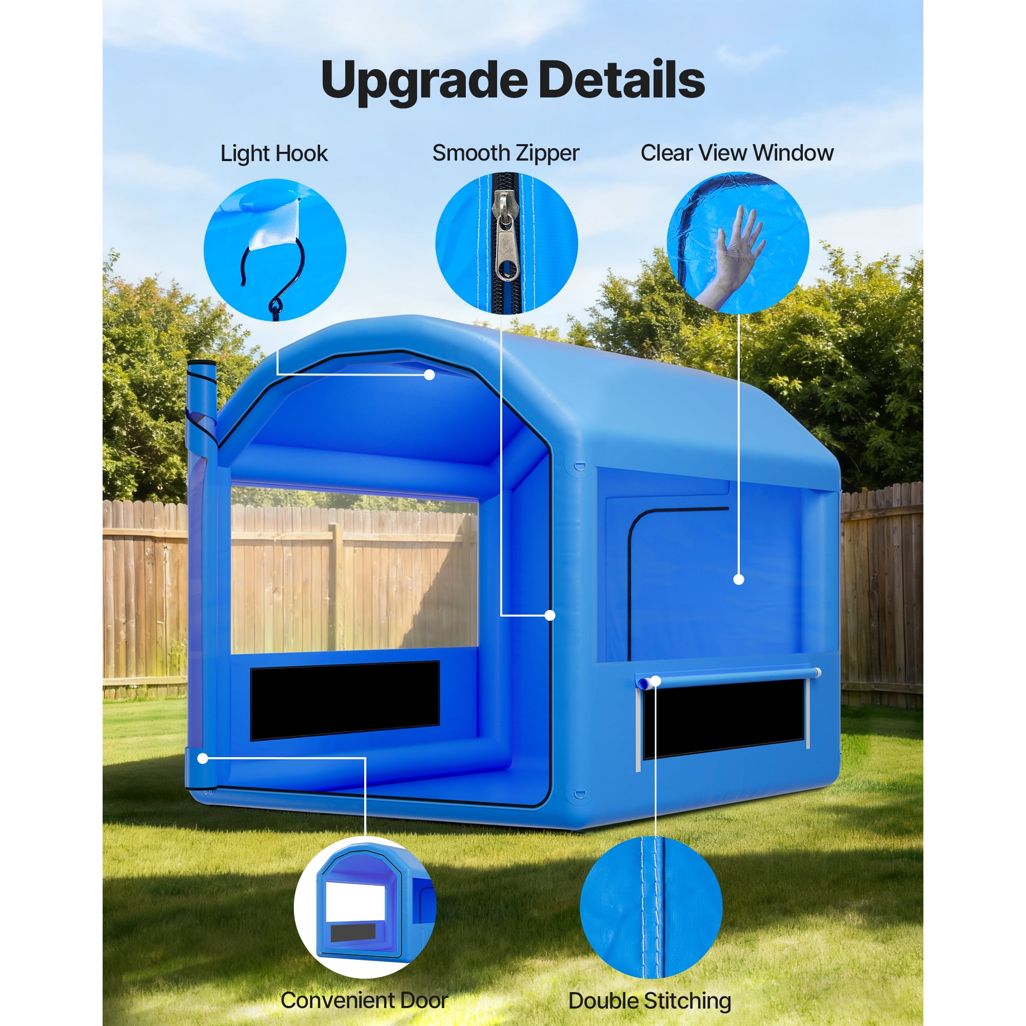 KFFKFF Inflatable Paint Booth, 9.84 x 8.2 x 8.2 ft, Spray Tent with 550W Blower and Air Filtration, Rounded Roof Design, Suitable for Painting Bikes, Motorcycles, and Vehicle Panels