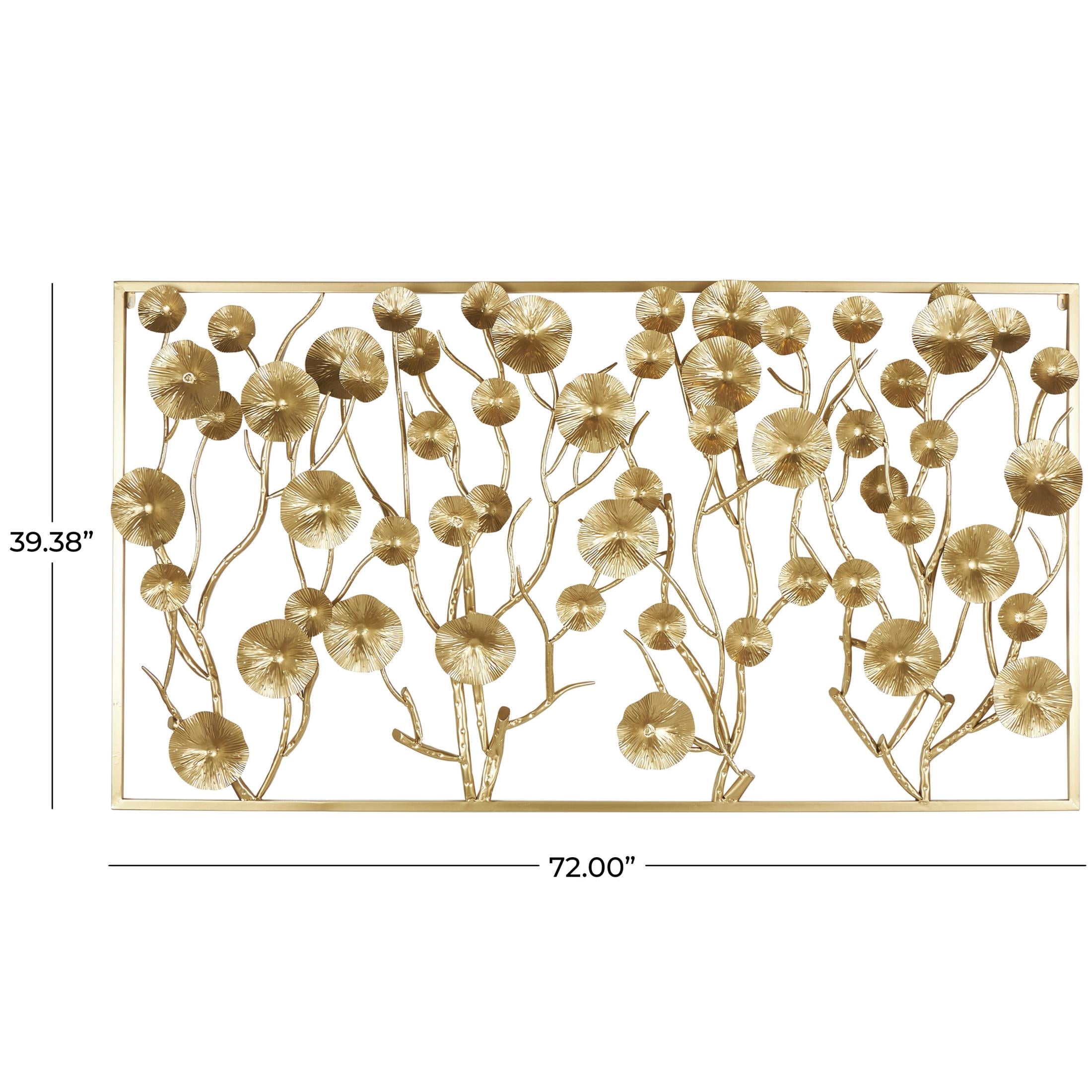 DecMode Gold Metal Dimensional Floral Wall Decor