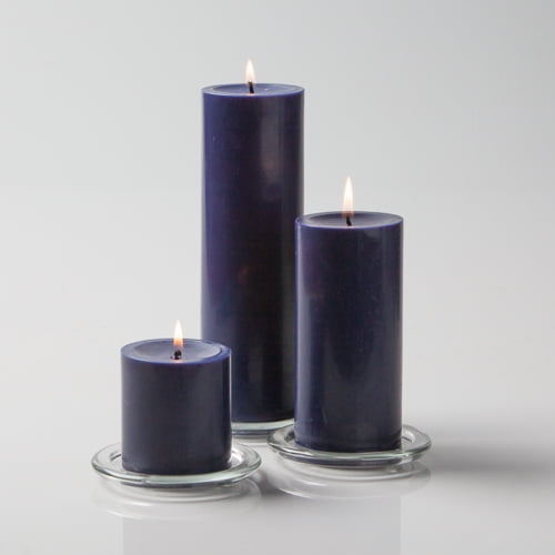 Richland Pillar Candles 3" x3", 3" x6" & 3" x9" Navy Blue Set of 12