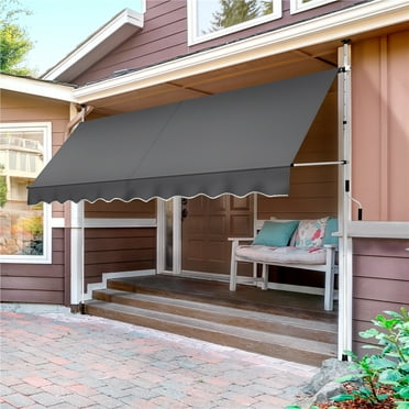 Renwick Manual 118″ L Retractable Awning with Adjustable Angle & Height, Dark Gray