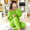 thumbnail image 2 of Miluxas Womens 2 Piece Outfits Sweater Sets off Shoulder Knit Tops Pants Suits Casual Pajama Set Green 6(M), 2 of 4