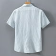 thumbnail image 5 of Shirts for Men Short Sleeve Solid Color Button Down Lapel Tops Summer Casual Loose Breathable Mens Dress Shirts White L, 5 of 5