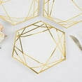 thumbnail image 5 of Balsa Circle 25 White 9" Hexagon Disposable Salad Paper Plates Gold Trim Wedding Party, 5 of 8