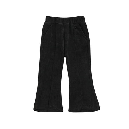BXINGOHAI Children Girls Pants High Waisted Flare Pant Solid Color Full Length Bell Bottoms Trendy Lightweight Smooth Trousers Sale Black 90