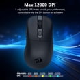 thumbnail image 4 of Ratón inalámbrico para juegos Redragon, ligero (58 g), 24&nbsp;000 DPI, triple modo 2,4 G/Bluetooth/USB-C, sensor PAW3311, batería de 75 h y 6 botones programables para PC/Mac (negro), 4 of 9