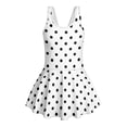 thumbnail image 4 of COEQINE Girls One Piece Swimsuit with Skirt Sleeveless Cute Skirted Bathing Suit Hawaiian Swimwear for Kids 3-4 Years, Summer Swim Dress for Water Play, White Black Polka Dots, 4 of 8