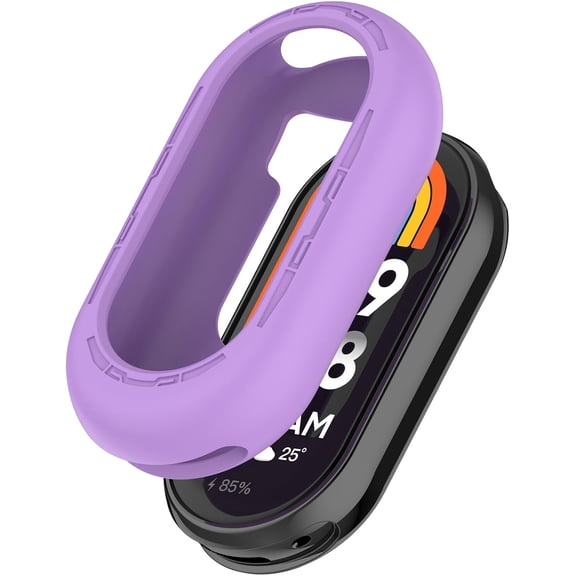 KOMI Compatible with Xiaomi MI Band 9 Case, Soft Silicone Shock-Proof Protector Shell Replacement Protective Case for Xiaomi MI Smart Band 9/Band 9NFC Accessories (Purple)