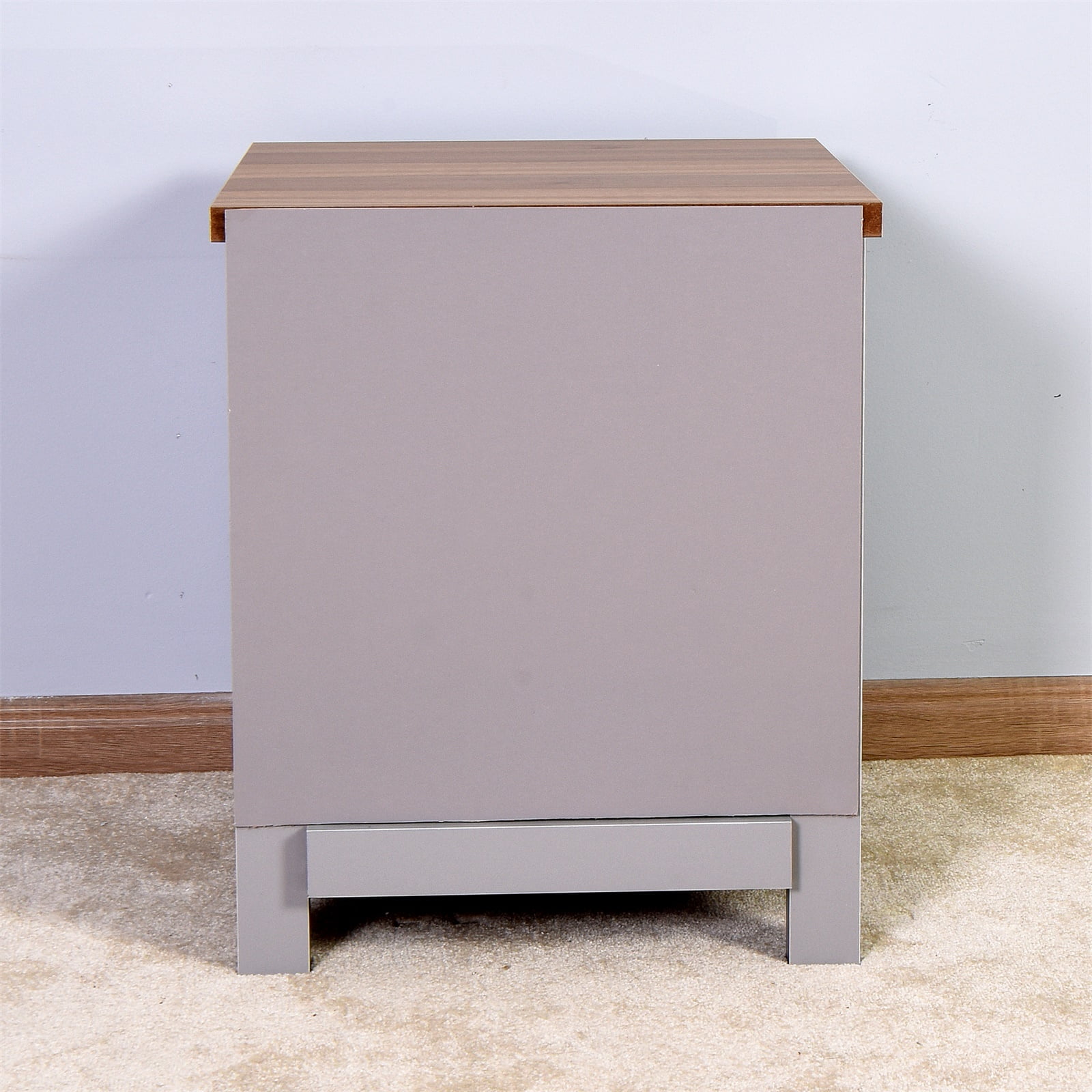 3-Drawer Nightstands & Bedside Tables, Modern Storage Cabinet for Bedroom, Grey
